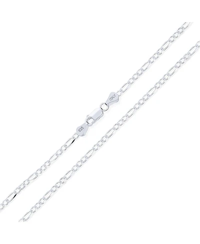 Bling Jewelry 2MM Strong Solid Sterling Silver Figaro Link Chain Necklace Inch
