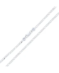 Bling Jewelry 2MM Strong Solid Sterling Silver Figaro Link Chain Necklace Inch