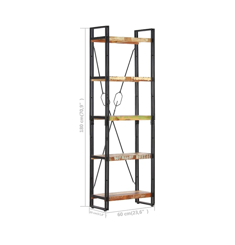 5-Tier Bookcase 23.6"x11.8"x70.9" Solid Reclaimed Wood