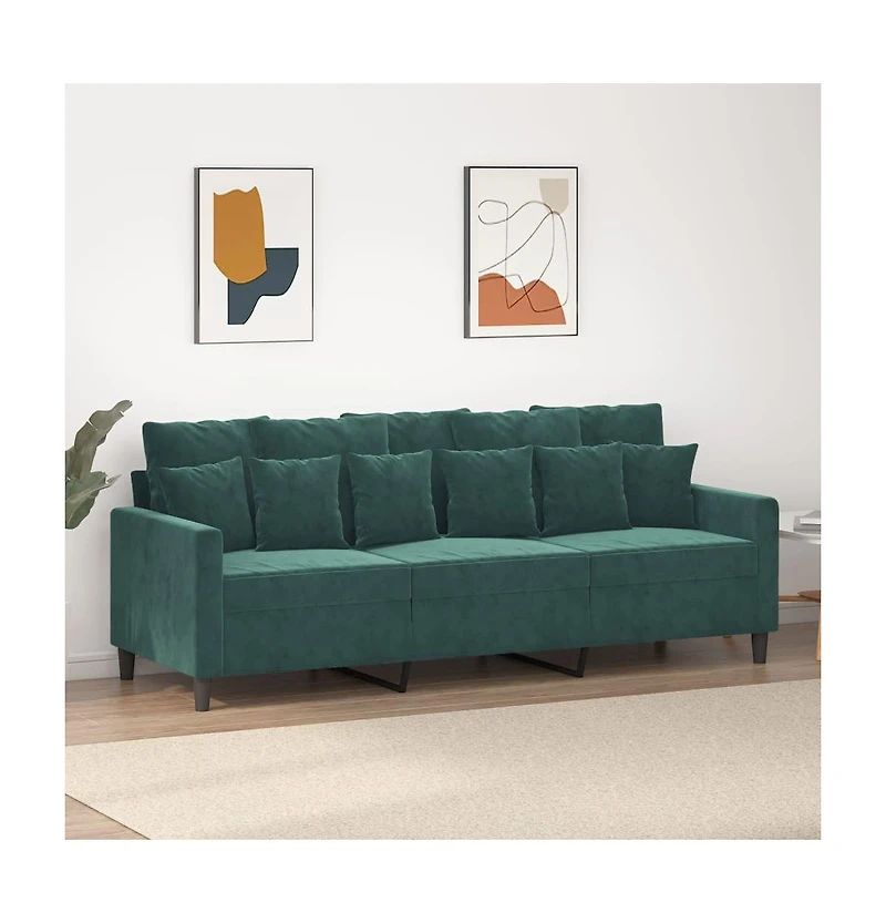 vidaXL 3-Seater Sofa Dark Green 70.9" Velvet