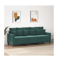 vidaXL 3-Seater Sofa Dark Green 70.9" Velvet
