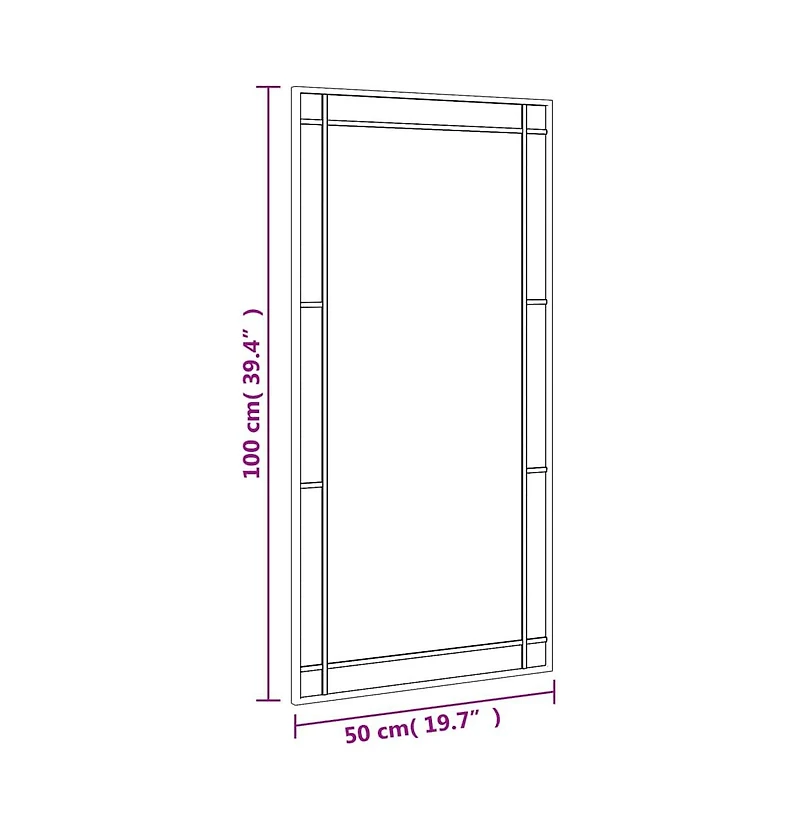 vidaXL Wall Mirror Black 19.7"x39.4" Rectangle Iron