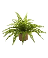 Slickblue Set of 2 Boston Ferns in Burlap Planters - Lifelike Artificial Plants for Rustic Decor