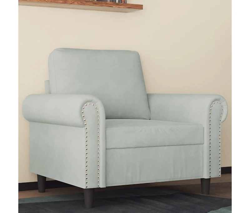 vidaXL Sofa Chair Light Gray 23.6" Velvet