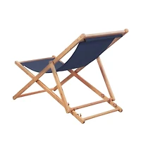 vidaXL Folding Beach Chair Fabric and Wooden Frame Blue