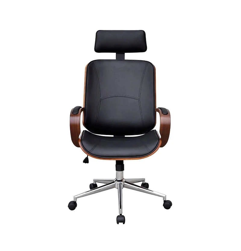 vidaXL Swivel Office Chair with Headrest Bentwood Artificial Leather