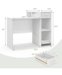 Computer Desk Modern Laptop Pc Desk with Adjustable Shelf and Cable Hole-White