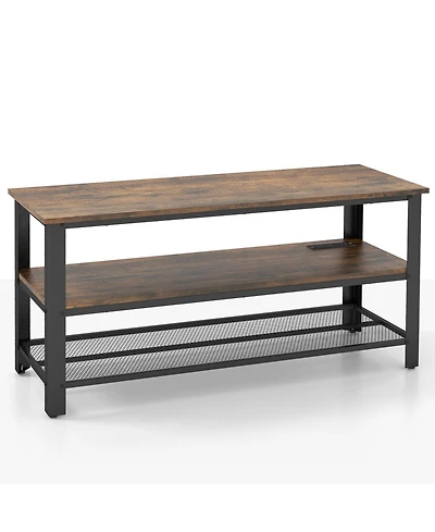Industrial Tv Stand up to 50 Inches with Power Outlets and Usb Ports-Rustic Brown
