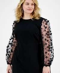 Connected Plus Floral-Applique Sheath Dress