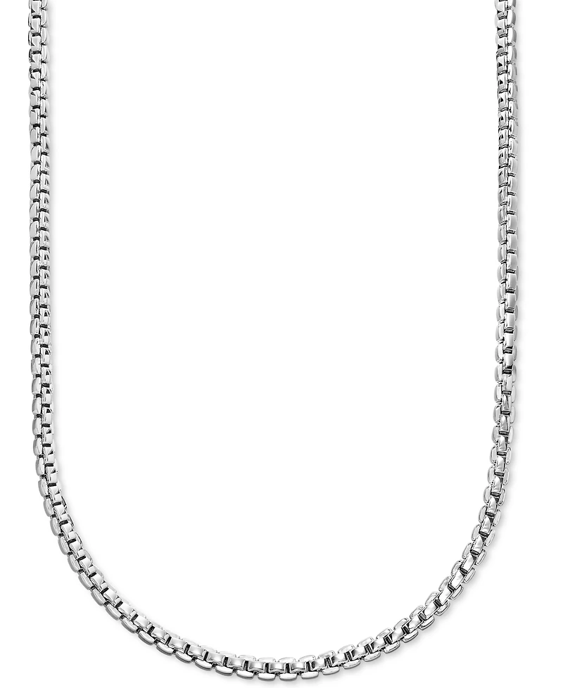 Italian Silver Men's Venezia Box Link 22" Chain Necklace in Sterling Silver