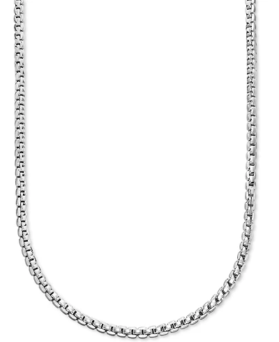 Italian Silver Men's Venezia Box Link 22" Chain Necklace in Sterling Silver