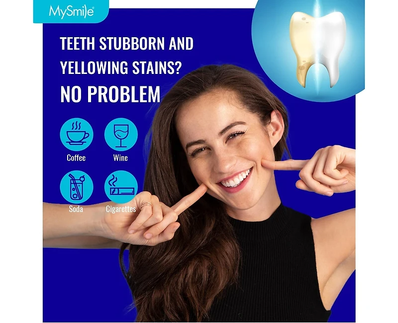 MySmile Prefilled Teeth Whitening Trays Kit, 12% Hydrogen Peroxide, Non-Liquid Gel Technology Tooth Whitening Trays, Whiten Teeth Faster, 7X Whitening