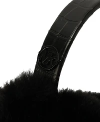Michael Michael Kors Logo Charm Croc-Embossed Fuzzy Ear Warmers