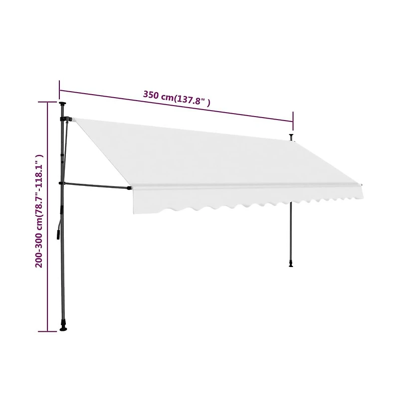 Manual Retractable Awning with Led 137.8" Cream