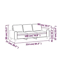 vidaXL 3-Seater Sofa Dark Gray 70.9" Fabric