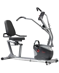 Sunny Health & Fitness Compact Performance Recumbent Bike with Dual Motion Arm Exercisers & Exclusive SunnyFit App Enhanced Bluetooth Connectivity