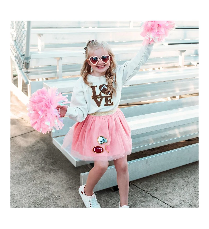 Sweet Wink Baby Girls Football Love Patch Sweatshirt