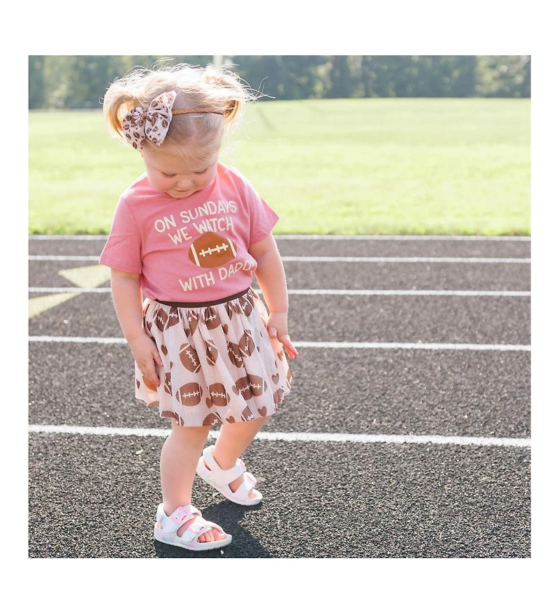 Sweet Wink Toddler Girls Football Sundays With Daddy Short Sleeve T-Shirt