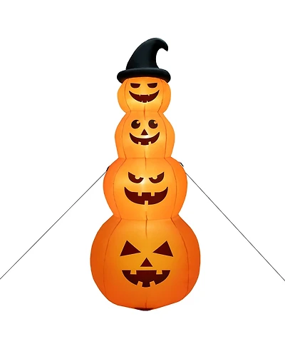 Vebreda 8 Feet Inflatable Halloween Pumpkins Stack with Built-in Led Lights