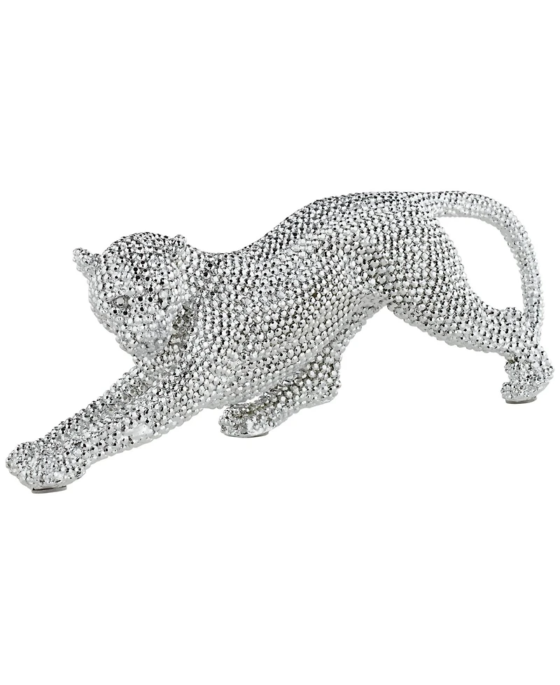 Studio 55D Silver Prowling Leopard 17 1/2" Wide Accent Sculpture