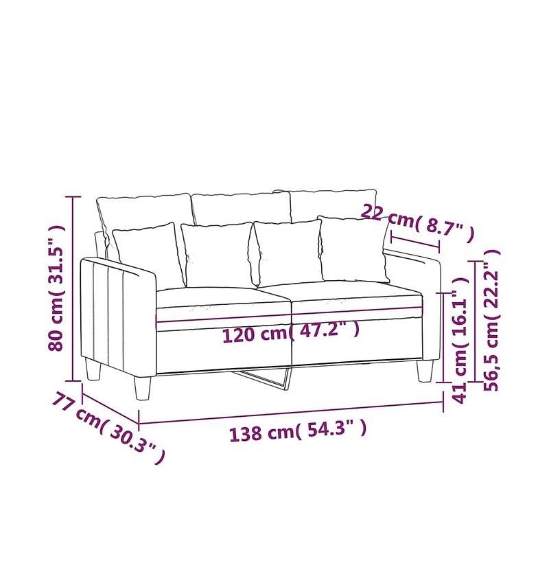 vidaXL 2-Seater Sofa Black 47.2" Fabric