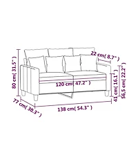vidaXL 2-Seater Sofa Black 47.2" Fabric