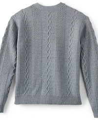 Lands' End Girls Button Front Cable Cardigan