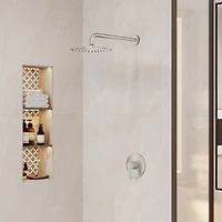 Casainc 10" Shower head Round Single Function Balance Valve Concealed Faucet