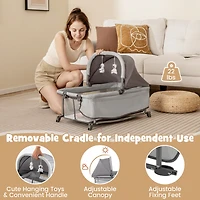 Costway 5 in 1 Portable Baby Playard Nursery Center with Cradle & Storage Basket