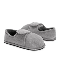 Softones By Muk Luks Unisex Adjustable Velour Slipper, Grey, L (W- 13-15 M-10-12)