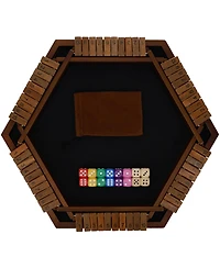 Pacific Shore Games 6 Player 14 in. Shut The Box Board Game, Walnut Stained Wood