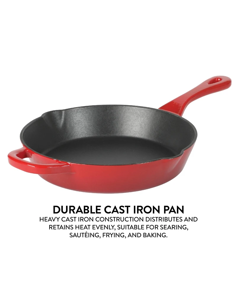 Crock-Pot 10 Inch Enamel Cast Iron Skillet - Gradient Red
