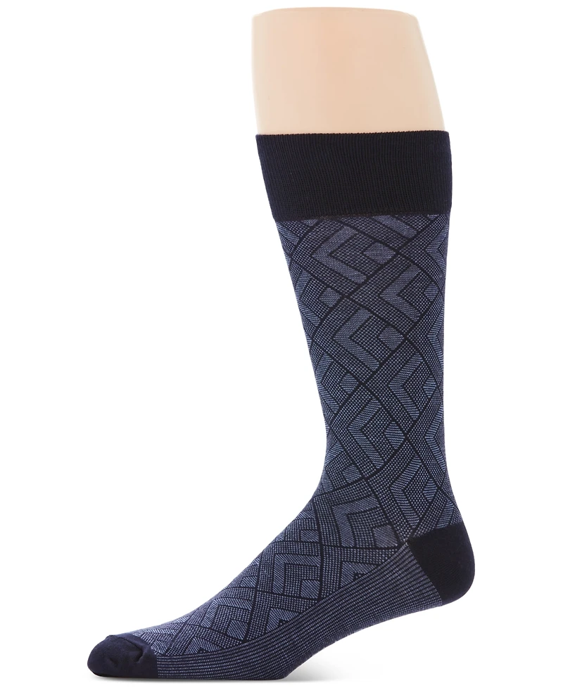 Perry Ellis Portfolio Men's Modern Diamond-Pattern Crew Casual Dress Socks