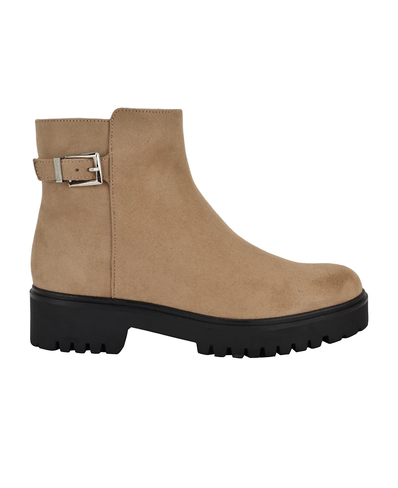 Calvin Klein Women's Kalonie Almond Toe Lug-Sole Casual Booties