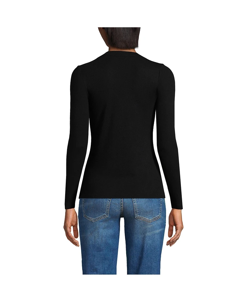 Lands' End Petite Drapey Rib Skimming Long Sleeve Henley T-Shirt