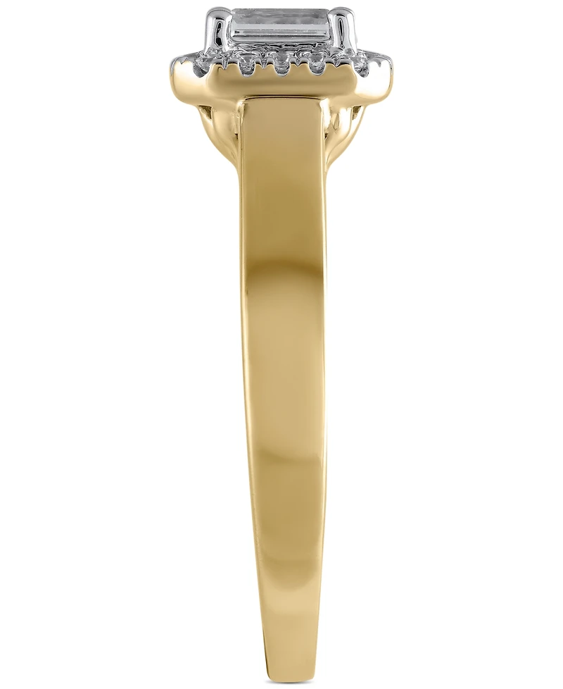 Diamond Emerald-Cut Halo Engagement Ring (1/2 ct. t.w.) in 14k Gold