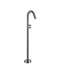 Boyel Living Freestanding Floor Mount Double Handle Bath Tub Filler Faucet with Water Supply Lines in Gunmetal Gray