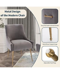 Boyel Living Velvet Dining Chair with Pulling Handle and Adjustable Foot Nails(Set of 2)