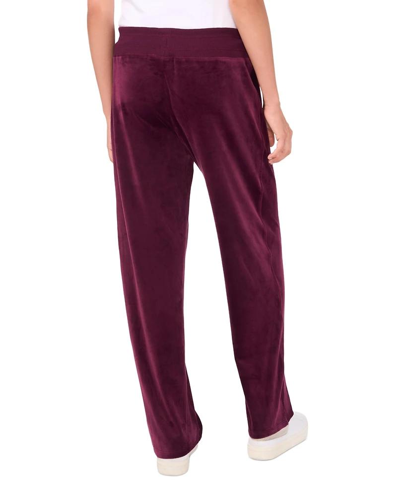 Vince Camuto Women's Velour Drawstring-Waist Straight-Leg Pants
