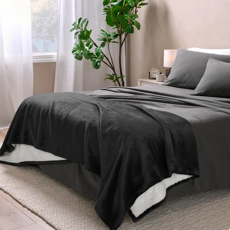 Bare Home Fleece Sherpa Blanket, Throw