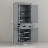 Homcom Farmhouse Kitchen Pantry with 6-Tier Shelves, 1 Drawer,