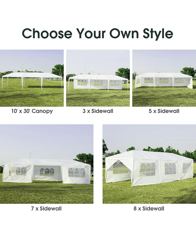 Givimo 10 x 30 Feet Outdoor Canopy Tent with 6 Removable Sidewalls and 2 Doorways
