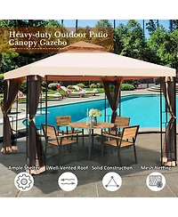 Givimo 10 x 10 Feet 2-Tier Vented Metal Canopy with Mosquito Netting
