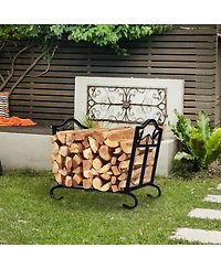 Givimo Foldable Firewood Log Rack Steel Wood Storage Holder