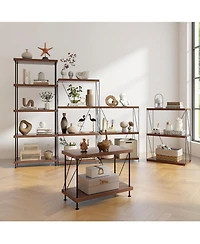 Gymax -Tier Multipurpose Display Rack Freestanding Bookshelf w/ Metal Frame Walnut
