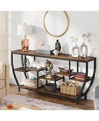 Tribesigns 70.9 Inch Long Sofa Table with Shelves, Rustic Console Table with Storage, Industrial Entryway Table Tv Stand, Behind Couch Table Accent Ta