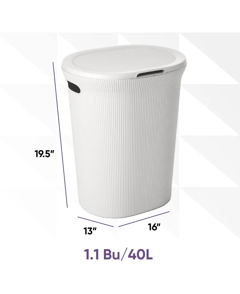 Superio Ribbed Design Laundry Hamper, 40 L Lilac Laundry Hamper