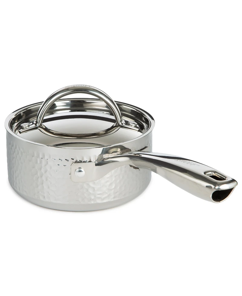 BergHOFF Vintage Tri-Ply 18/10 Stainless Steel 5.5" Saucepan 1qt. with Lid, Hammered