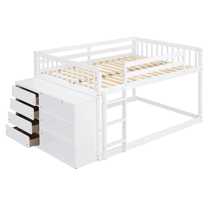 Streamdale Full over Bunk Bed with 4 Drawers and 3 Shelves-Gray