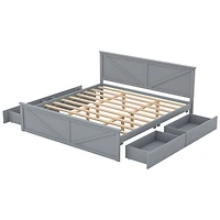 Streamdale Gray King Platform Bed with 4 Drawers